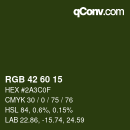 カラーコード: RGB 42 60 15 | qconv.com