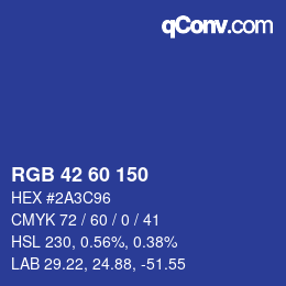カラーコード: RGB 42 60 150 | qconv.com