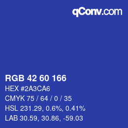 カラーコード: RGB 42 60 166 | qconv.com