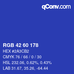 颜色代码: RGB 42 60 178 | qconv.com
