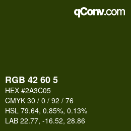 カラーコード: RGB 42 60 5 | qconv.com