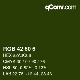 颜色代码: RGB 42 60 6 | qconv.com