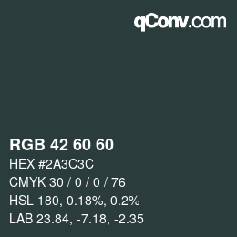 颜色代码: RGB 42 60 60 | qconv.com