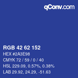 カラーコード: RGB 42 62 152 | qconv.com