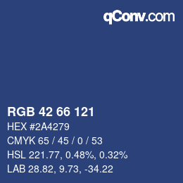 Color code: RGB 42 66 121 | qconv.com