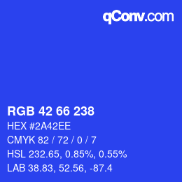 Farbcode: RGB 42 66 238 | qconv.com