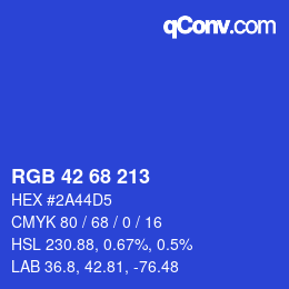 颜色代码: RGB 42 68 213 | qconv.com