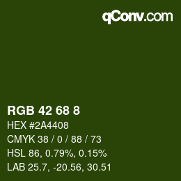Color code: RGB 42 68 8 | qconv.com