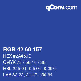 カラーコード: RGB 42 69 157 | qconv.com