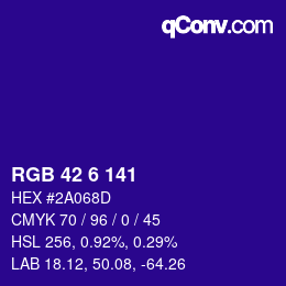 Color code: RGB 42 6 141 | qconv.com
