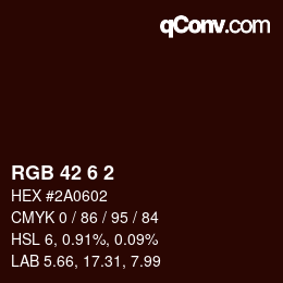 Color code: RGB 42 6 2 | qconv.com