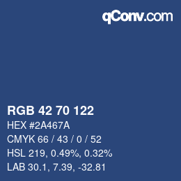 Color code: RGB 42 70 122 | qconv.com