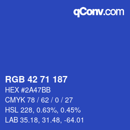 カラーコード: RGB 42 71 187 | qconv.com