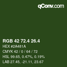 カラーコード: RGB 42 72.4 26.4 | qconv.com