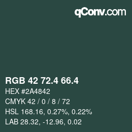 カラーコード: RGB 42 72.4 66.4 | qconv.com
