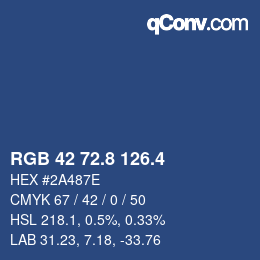 カラーコード: RGB 42 72.8 126.4 | qconv.com