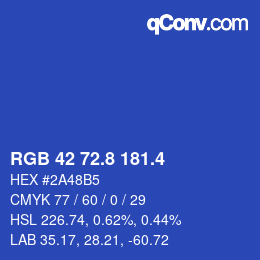 カラーコード: RGB 42 72.8 181.4 | qconv.com