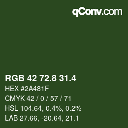 カラーコード: RGB 42 72.8 31.4 | qconv.com