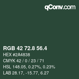 カラーコード: RGB 42 72.8 56.4 | qconv.com