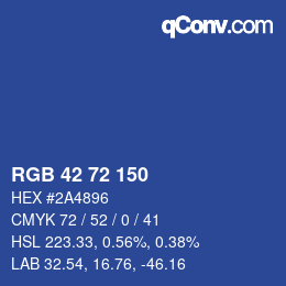 Color code: RGB 42 72 150 | qconv.com