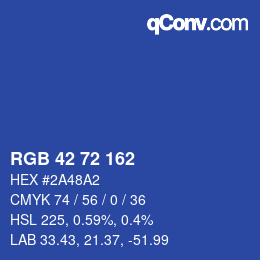 Color code: RGB 42 72 162 | qconv.com
