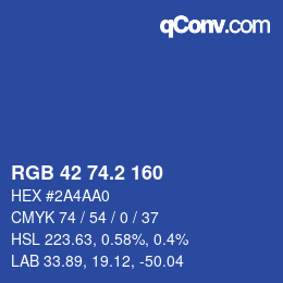 カラーコード: RGB 42 74.2 160 | qconv.com