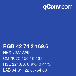 カラーコード: RGB 42 74.2 169.6 | qconv.com