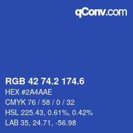 カラーコード: RGB 42 74.2 174.6 | qconv.com