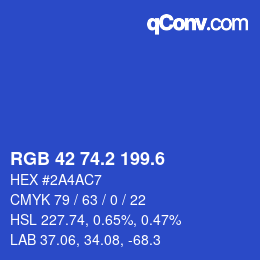 カラーコード: RGB 42 74.2 199.6 | qconv.com