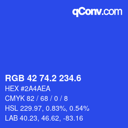 カラーコード: RGB 42 74.2 234.6 | qconv.com