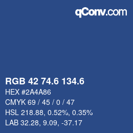 カラーコード: RGB 42 74.6 134.6 | qconv.com