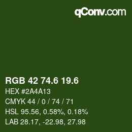 カラーコード: RGB 42 74.6 19.6 | qconv.com
