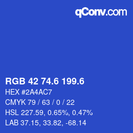 カラーコード: RGB 42 74.6 199.6 | qconv.com