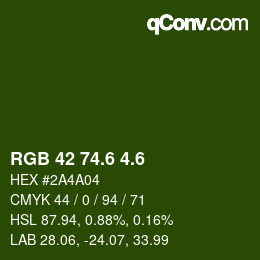 カラーコード: RGB 42 74.6 4.6 | qconv.com
