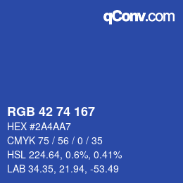 颜色代码: RGB 42 74 167 | qconv.com