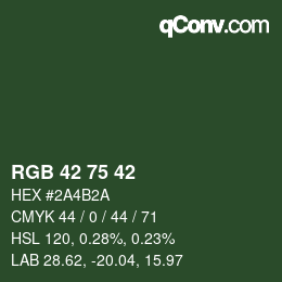 Color code: RGB 42 75 42 | qconv.com