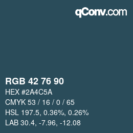 颜色代码: RGB 42 76 90 | qconv.com