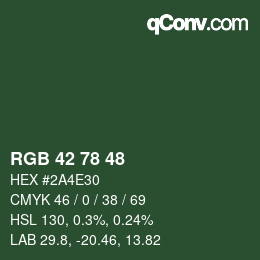 カラーコード: RGB 42 78 48 | qconv.com