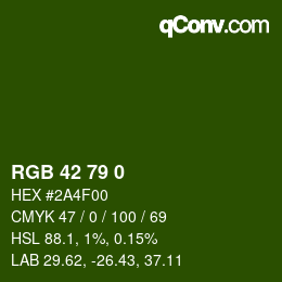 Color code: RGB 42 79 0 | qconv.com