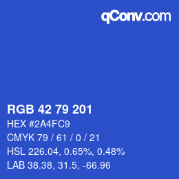 カラーコード: RGB 42 79 201 | qconv.com