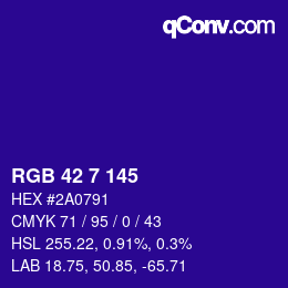 Color code: RGB 42 7 145 | qconv.com
