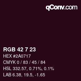 Color code: RGB 42 7 23 | qconv.com