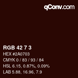 Color code: RGB 42 7 3 | qconv.com