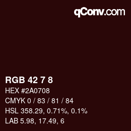 Color code: RGB 42 7 8 | qconv.com
