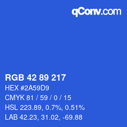 カラーコード: RGB 42 89 217 | qconv.com