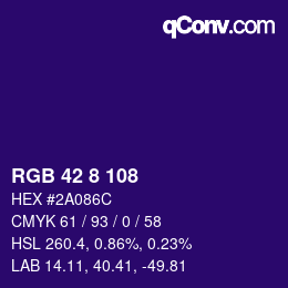 カラーコード: RGB 42 8 108 | qconv.com