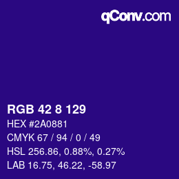 Color code: RGB 42 8 129 | qconv.com