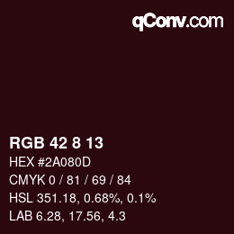 Color code: RGB 42 8 13 | qconv.com