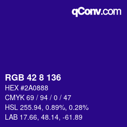 Color code: RGB 42 8 136 | qconv.com