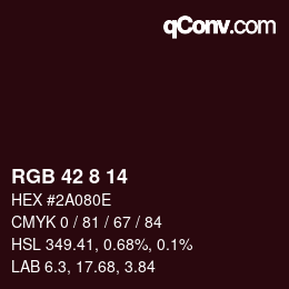 カラーコード: RGB 42 8 14 | qconv.com